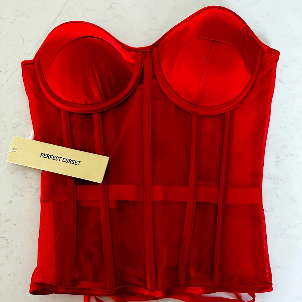 Gorgeous red corset - looks great with jeans!